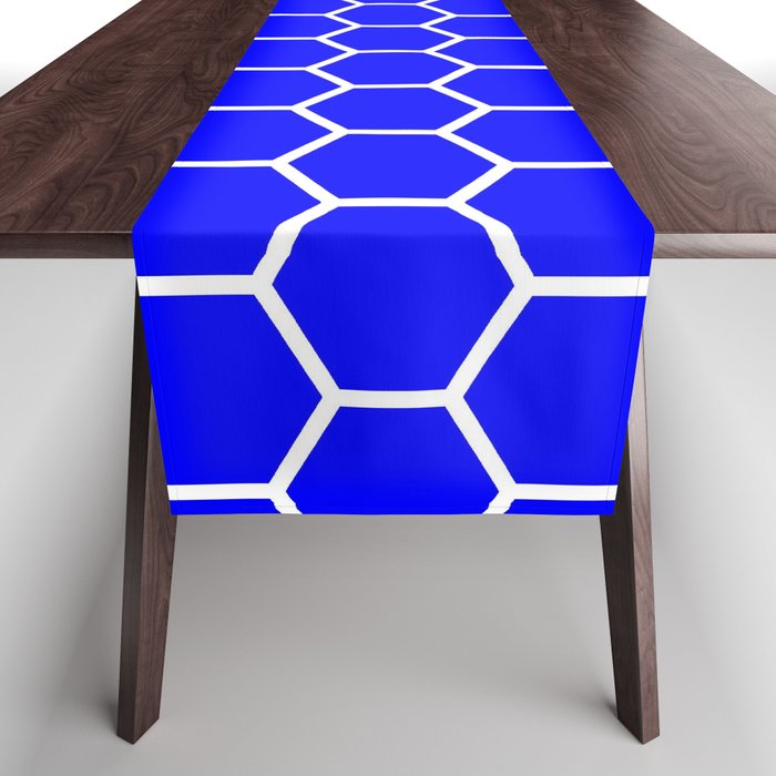 Honeycomb (White & Blue Pattern) Table Runner