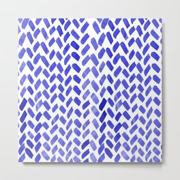 Cute watercolor knitting pattern - blue Metal Print