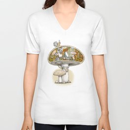 Mushroom Aliens inside the Mushroom V Neck T Shirt