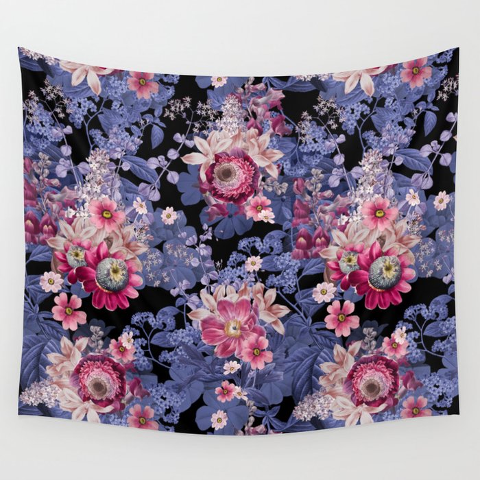 Vintage Garden Night Blooming Wall Tapestry