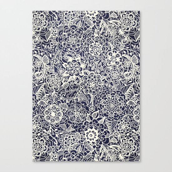 Lace on Nautical Navy Blue Canvas Print