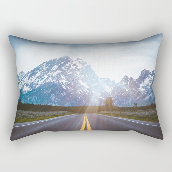 Mountain Road - Grand Tetons Nature Landscape Photography Rectangular Pillow