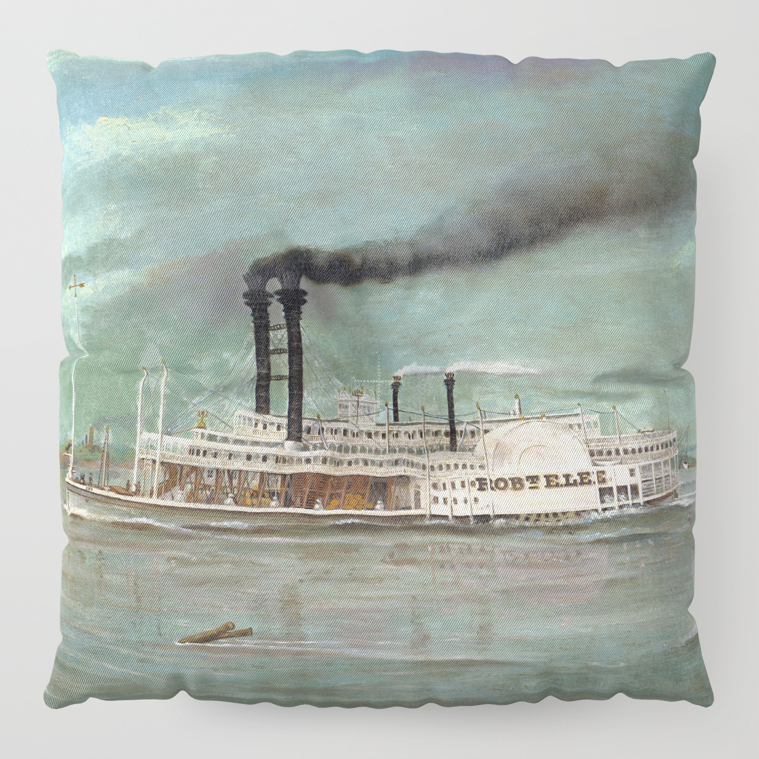 Steamboat Robert E Lee Painting Floor Pillow By Warishellstore