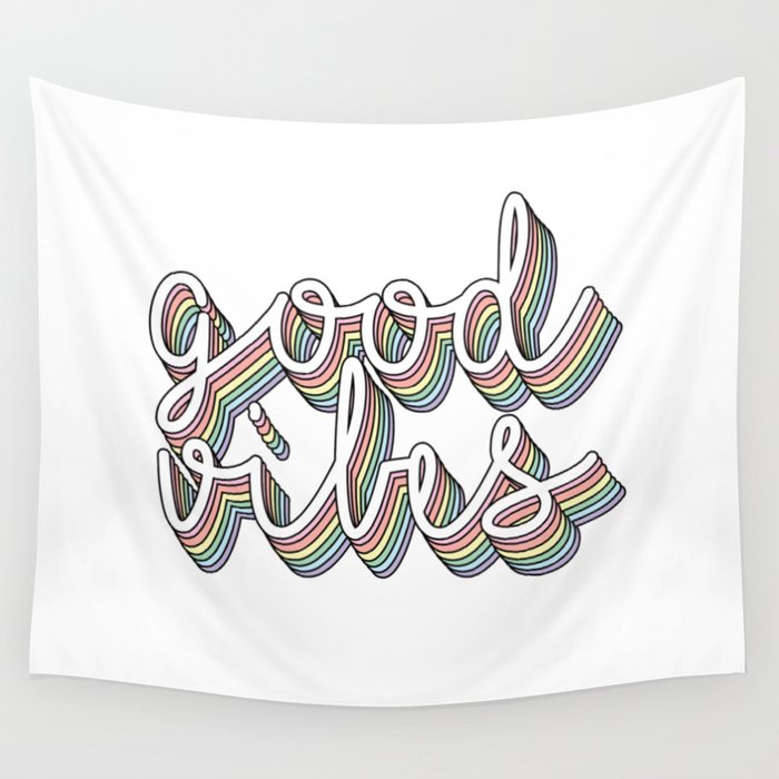 good vibes pastel Wall Tapestry