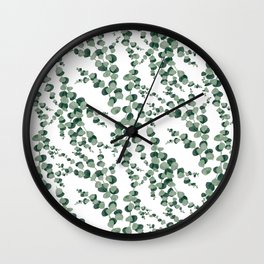 Eucalyptus leaves in white Wall Clock