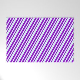 [ Thumbnail: Dark Violet and Light Cyan Colored Lines Pattern Welcome Mat ]