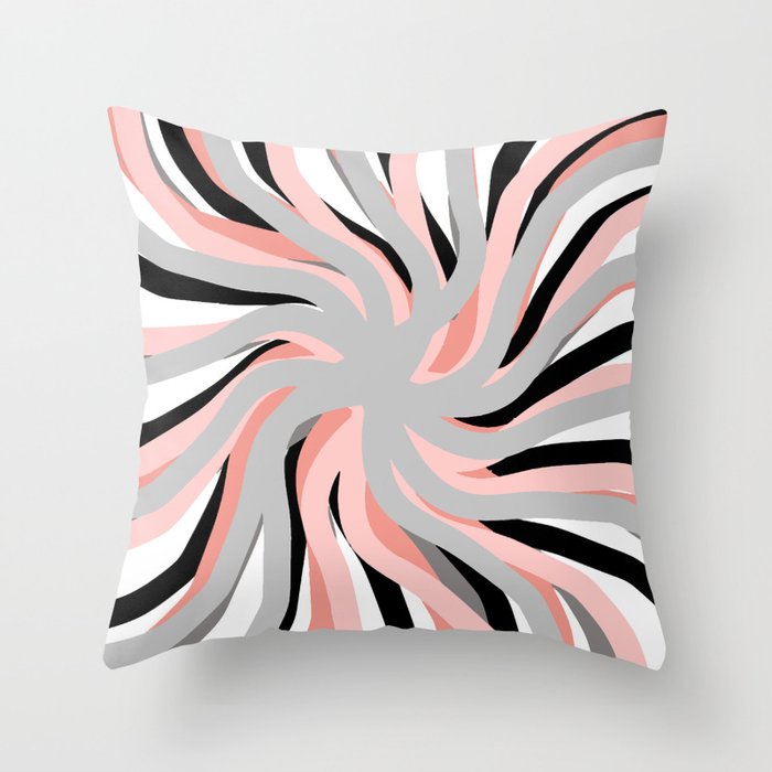 Geometric vane decor. abstract. colorful. pink. white. grey. Throw Pillow