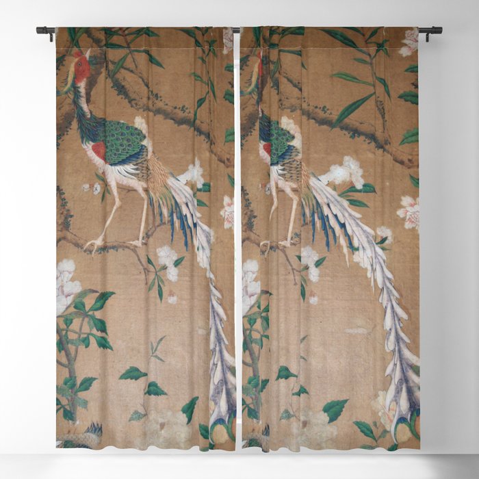 Antique French Chinoiserie in Tan & White Blackout Curtain