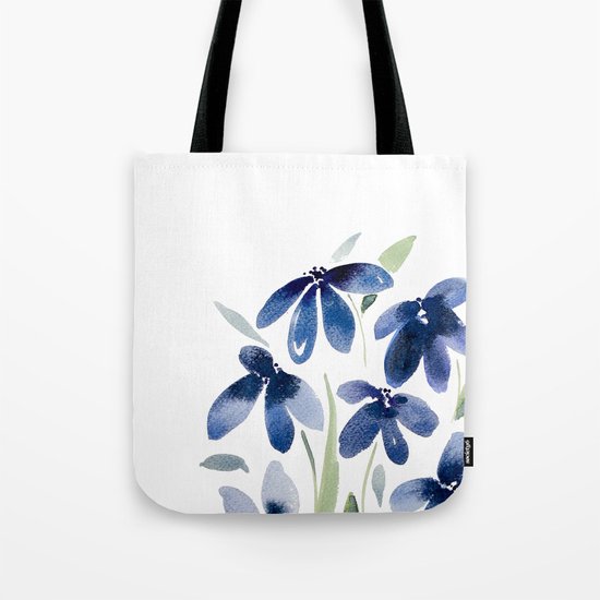 Blue watercolor flowers Tote Bag