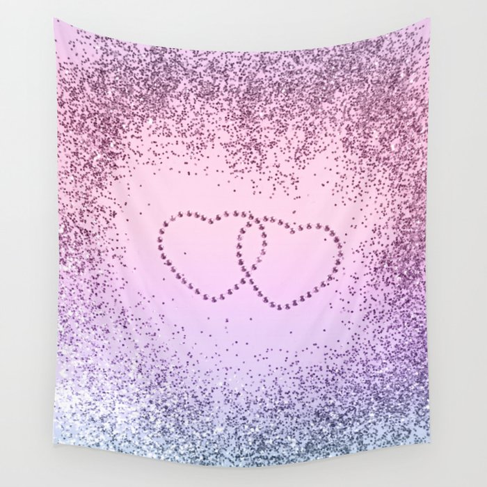 Unicorn Girls Glitter Hearts #1 (Faux Glitter) #shiny #pastel #decor #art #society6 Wall Tapestry