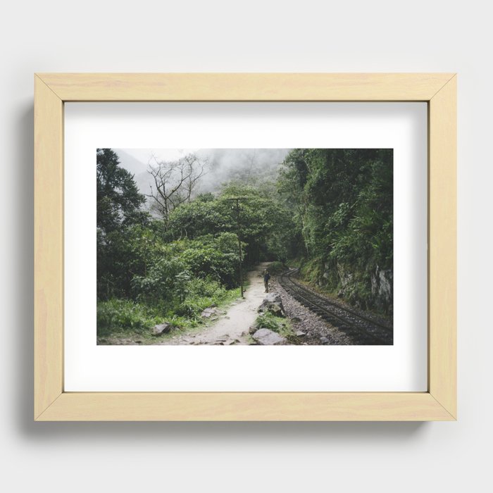 Hiking by the tracks from Machu Picchu Recessed Framed Print
