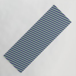 [ Thumbnail: Dark Sea Green and Dark Slate Blue Colored Stripes Pattern Yoga Mat ]
