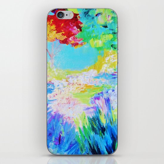 IN DREAMS - Gorgeous Bold Colors, Abstract Acrylic Idyllic Forest Landscape Secret Garden Painting iPhone & iPod Skin