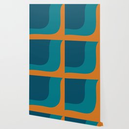 Triple Wave Minimalist Pattern Teal Pumpkin Wallpaper