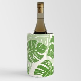 Linocut Monstera Leaf Pattern Wine Chiller