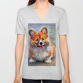 Corgi Puppy | Cute | Dog Breed | Kawaii | Pet Photography Art V Neck T Shirt