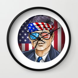 John Kennedy President on 4th Of July Wall Clock | Unitedstates, Independenceday, Unitedstatesofamerica, Humorous, 4Thofjuly, Johnkennedy, Funny, Gift, Usa, President 