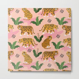 Vintage Tiger Print Metal Print | Animal, Stripes, Nature, Seamless, African, Pattern, Animalprint, Funny, Tigerprint, Cute 
