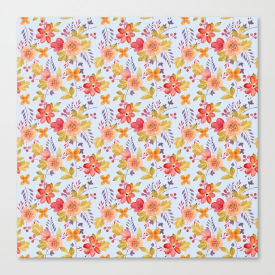 Flower Watercolor Pattern Canvas Print
