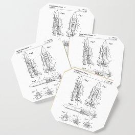 Nasa Space Shuttle Patent - Nasa Shuttle Art - Black And White Coaster