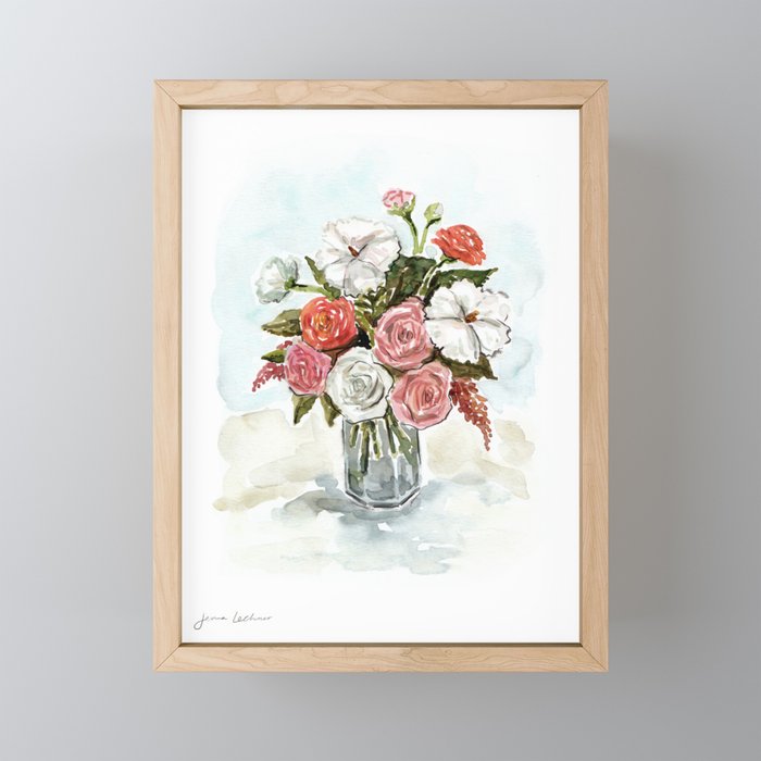 Beautiful Bouquet of Roses Framed Mini Art Print