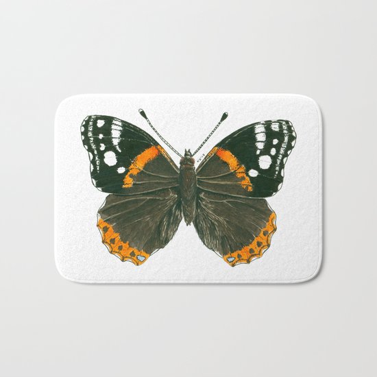 Admiral butterfly ink illustration Bath Mat