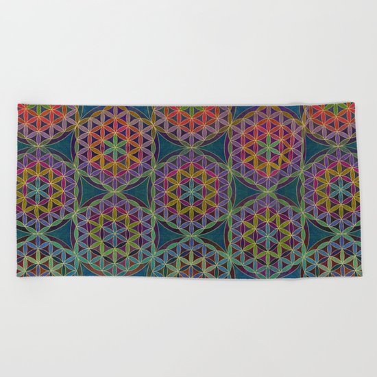 The Flower of Life (Sacred Geometry) 5 Beach Towel