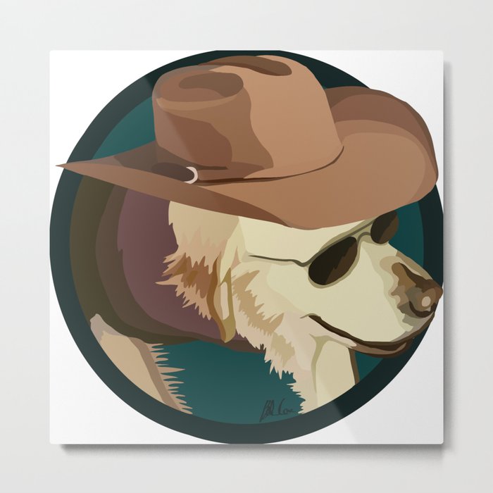Golden Retriever in a Cowboy Hat Metal Print