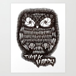 'Think Happy Owl' Art Print