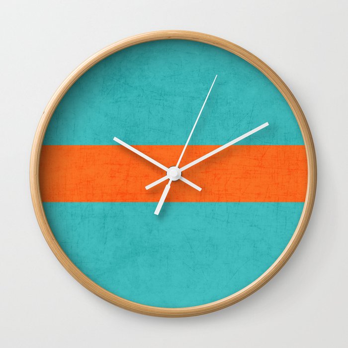 aqua and orange classic Wall Clock