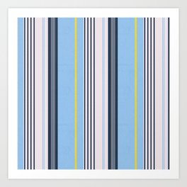 Cheerful Blue, Summer Stripes  Art Print
