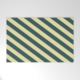 [ Thumbnail: Dark Slate Gray and Pale Goldenrod Colored Lines Pattern Welcome Mat ]