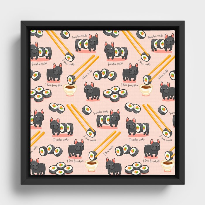 French bulldog maki sushi Framed Canvas