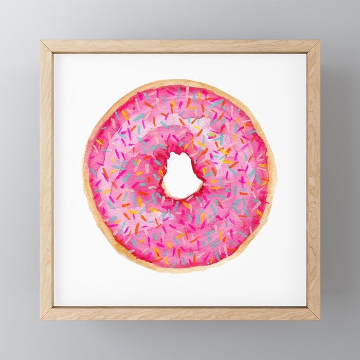 Pink Doughnut Framed Mini Art Print