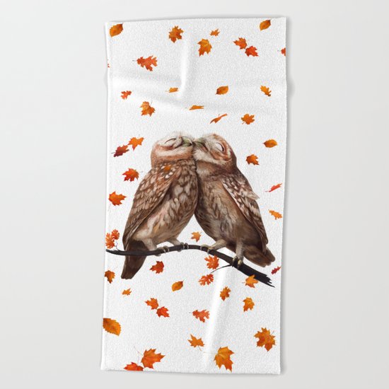 autumn owl Beach Towel