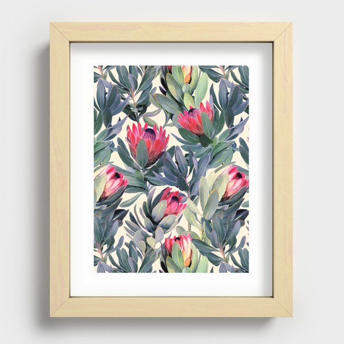 Painted Protea Pattern Recessed Framed Print