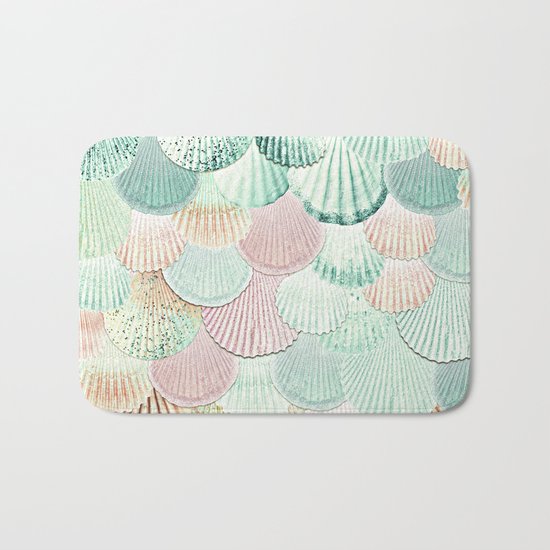MERMAID SHELLS - MINT & ROSEGOLD Bath Mat