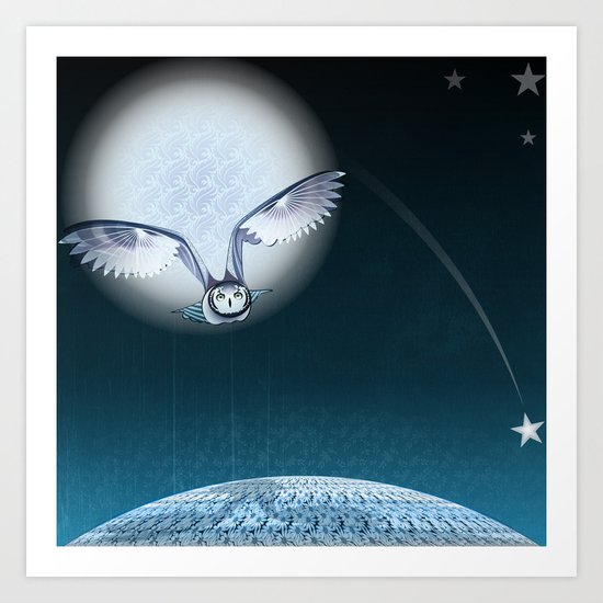 Flying over Daisies land Art Print