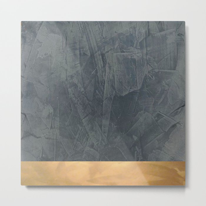 Slate Gray Stucco w Shiny Copper Metallic Trim - Faux Finishes - Rustic Glam - Corbin Henry Metal Print