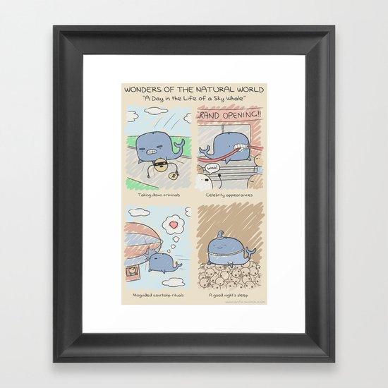 Antics #262 - a day in the life of a sky whale Framed Art Print