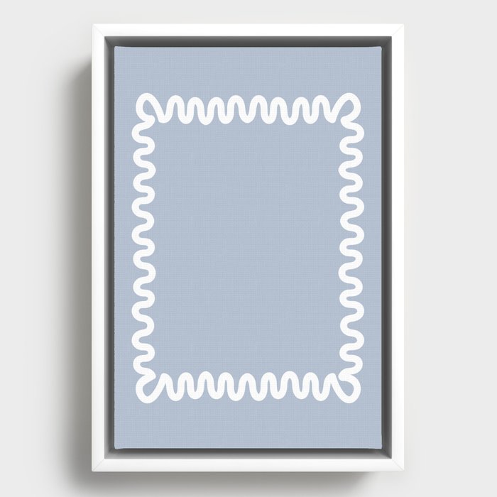 Wavy Lines - Blue White Framed Canvas