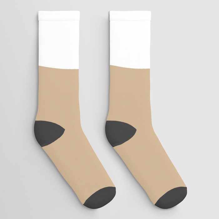 0 (White & Tan Number) Socks