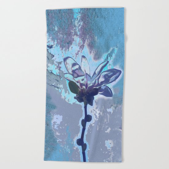 Blue flower fantasy Beach Towel