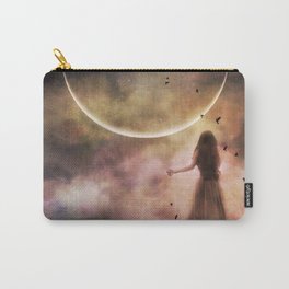 Veiled Dreams - New Moon woman goddess dreamy Carry-All Pouch | Photo, Ethereal, Astrology, Floating, Dreamy, Inclouds, Newmoon, Witch, Color, Aquarius 
