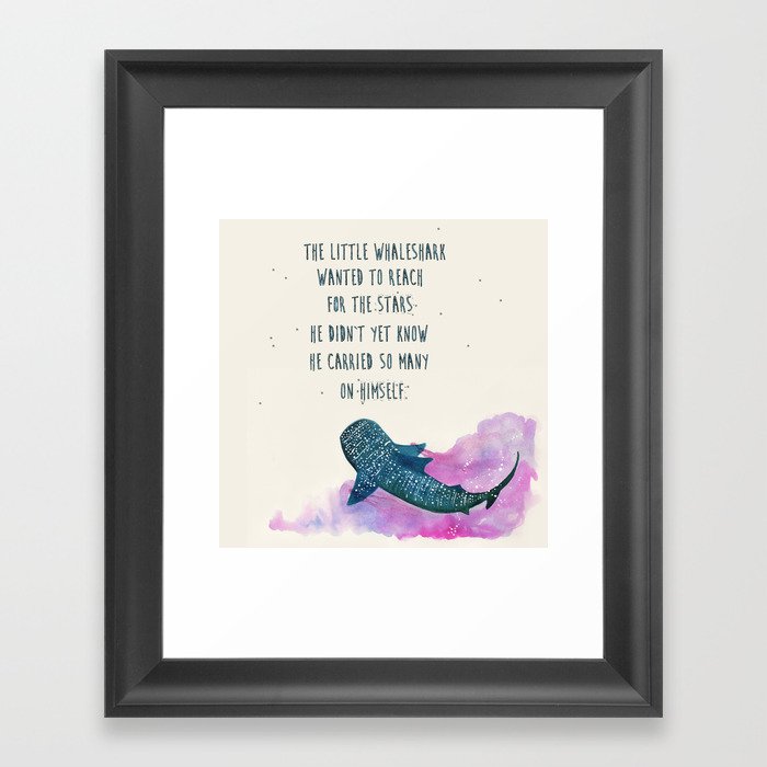 little whaleshark between stars Framed Art Print