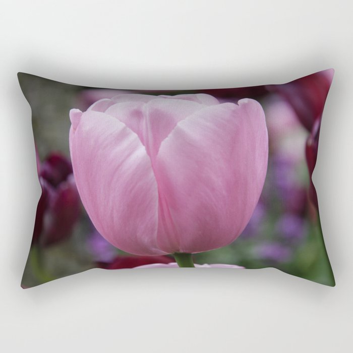 Tulips on Pink Rectangular Pillow
