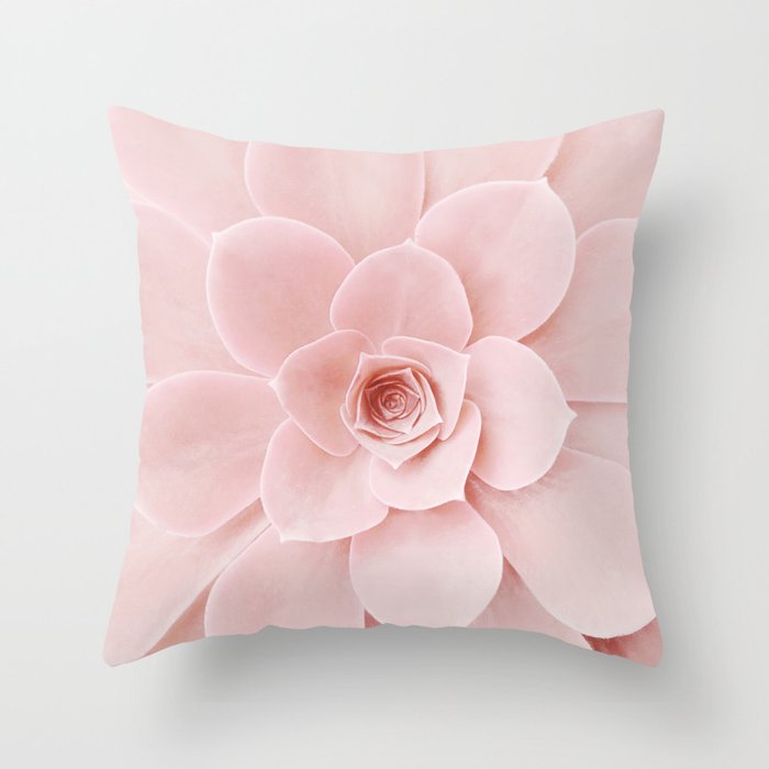 Blush Succulent Throw Pillow