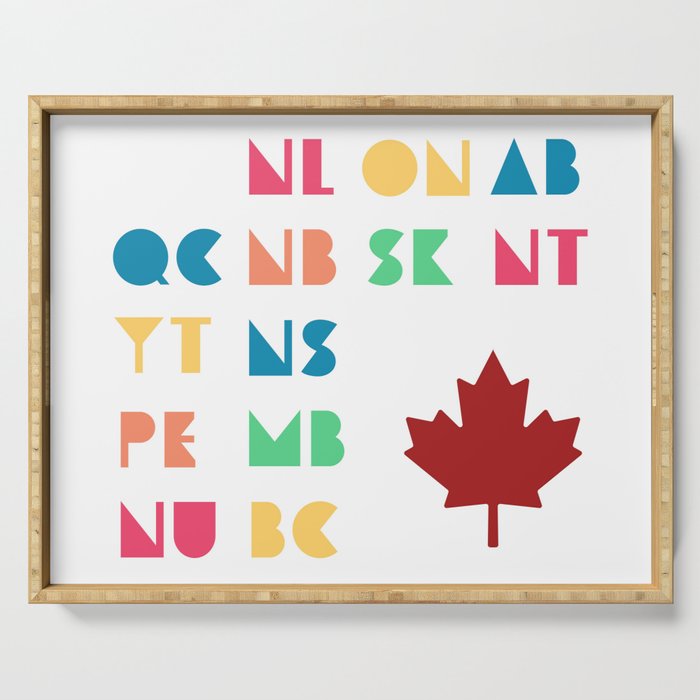 All 13 Canada Provinces and Territories with Maple Serving Tray