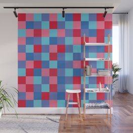 Valentine's Day Layers of Pink, Purple, & Blue Plaid Design Wall Mural