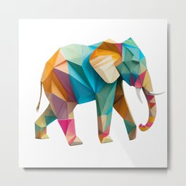 Cool Modern Arty Geometry Origami Elephant Metal Print | Pattern, Graphicdesign, Geometric, Elepahnt, Black And White, Cartoon, Drafting, Figurative, Elephant, Origami 